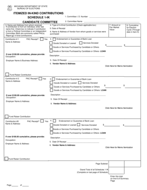 Michigan In-Kind Contributions Form