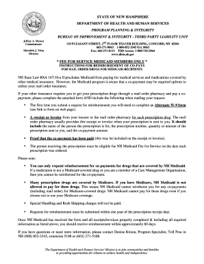 NH Medicaid Mail Order Drug Co-Pay Reimbursement Form