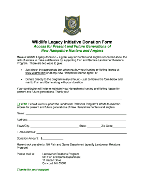 Wildlife Legacy Initiative Donation Form