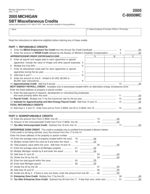 Michigan C-8000MC SBT Miscellaneous Credits