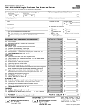 Michigan Single Business Tax Amended Return