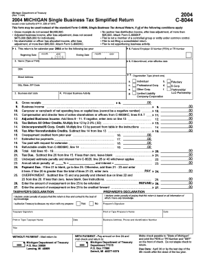 Michigan Single Business Tax Simplified Return