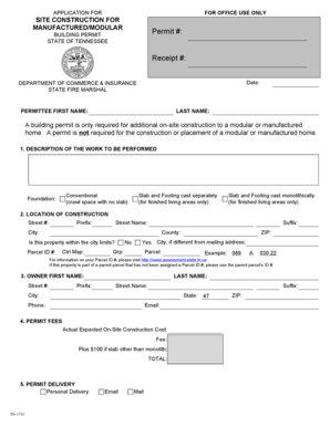 Tennessee Site Construction Building Permit