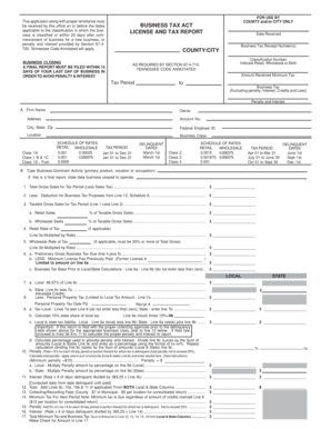 Tennessee Business Tax License and Tax Report