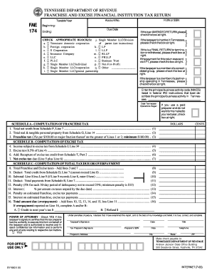 Tennessee Franchise and Excise Financial Institution Tax Return