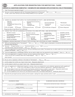 Tennessee Motor Fuel Tax Registration Application