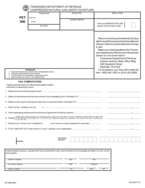 Tennessee Compressed Natural Gas User's Tax Return