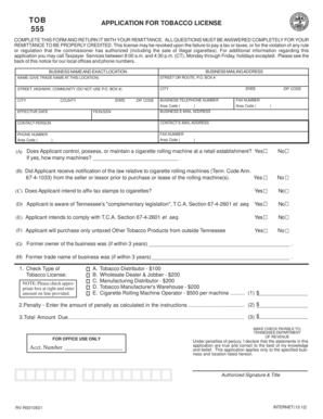 Tobacco License Application