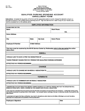 Michigan Qualified Parking Spending Account Enrollment Form