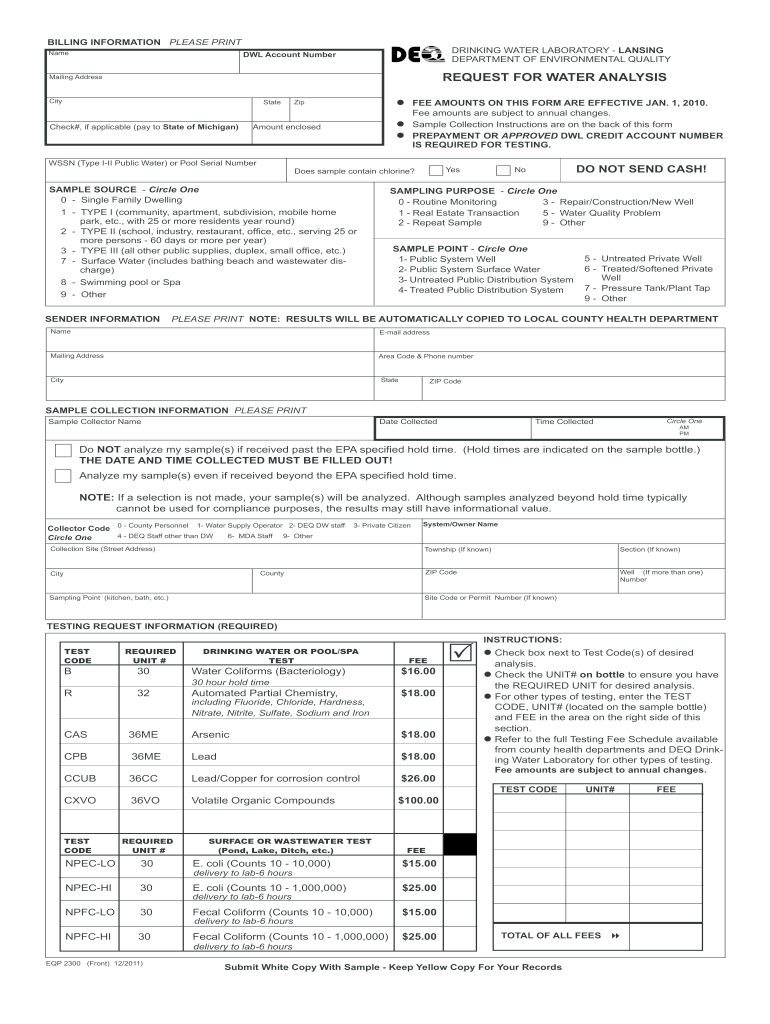 deq requisition for water sample units michigan Preview on Page 1