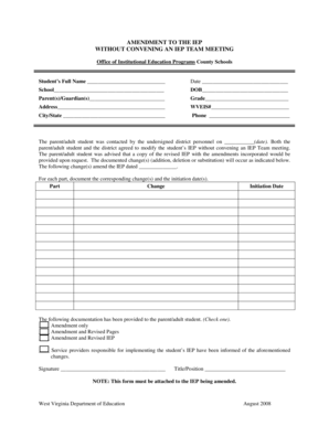 Amendment to IEP Form