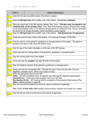 West Virginia IEP Form