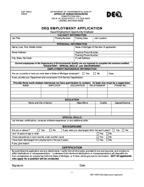 Sample speech for employee of the year - DEQ EMPLOYMENT APPLICATION - michigan