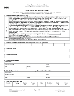 Michigan Site Identification Form