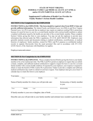 West Virginia FMLA/PLA Health Provider Certification