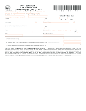 2007 West Virginia Tax Extension Form