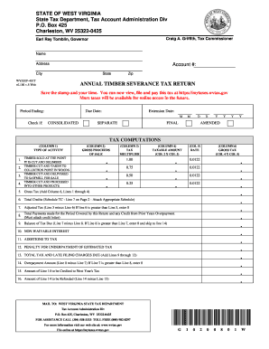 ANNUAL TIMBER SEVERANCE TAX RETURN - state wv