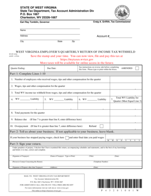 West Virginia Employer's Quarterly Return of Income Tax Withheld