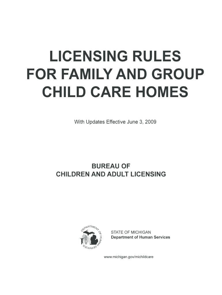 LICENSING RULES FOR FAMILY AND GROUP CHILD CARE HOMES - michigan Preview on Page 1