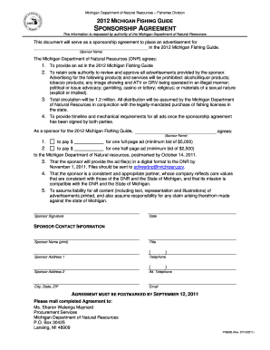 2012 Michigan Fishing Guide Sponsorship Agreement