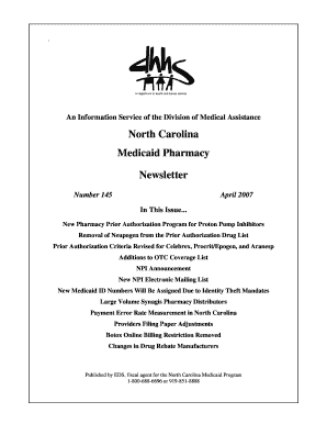 An Information Service of the Division of Medical Assistance North Carolina Medicaid Pharmacy Newsletter Number 145 In This Issue - ncdhhs