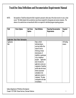 TrackOne Client Application Form