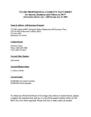 Vcuhs authority mcv hospitals medical malpractice self insurance trust form