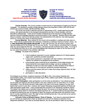 Syllabus E-L 4-5980 SPR 2012 - The University of Toledo