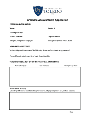 Graduate Assistantship Application Form