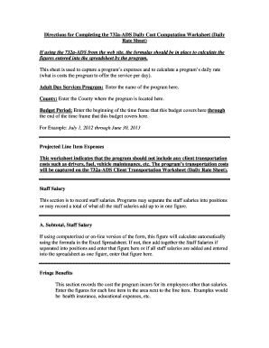 Directions for Completing the 732a-ADS Daily Rate Sheet - ncdhhs