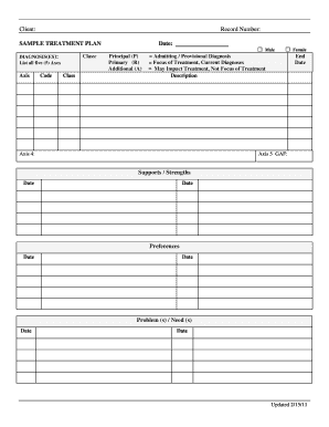 Sample Treatment Plan - ncdhhs