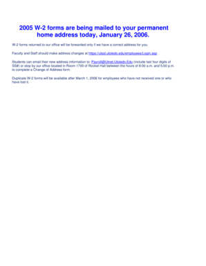 2005 W-2 Form Mailing Notice