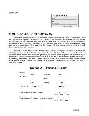 Biosample Repository Questionnaire