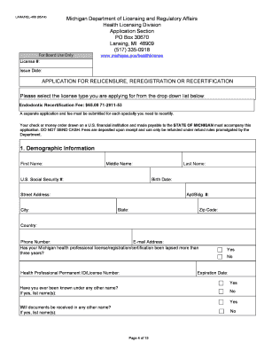 DDS-Specialty Recertification Application Packet - State of Michigan