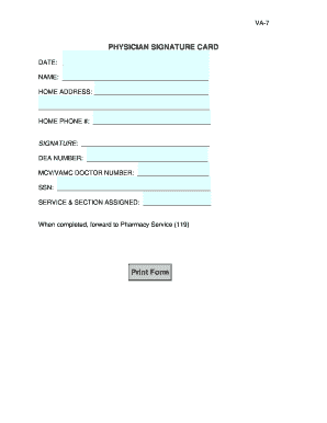 Physician Signature Card