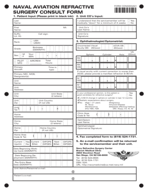 Naval Aviation Refractive Surgery Consult Form