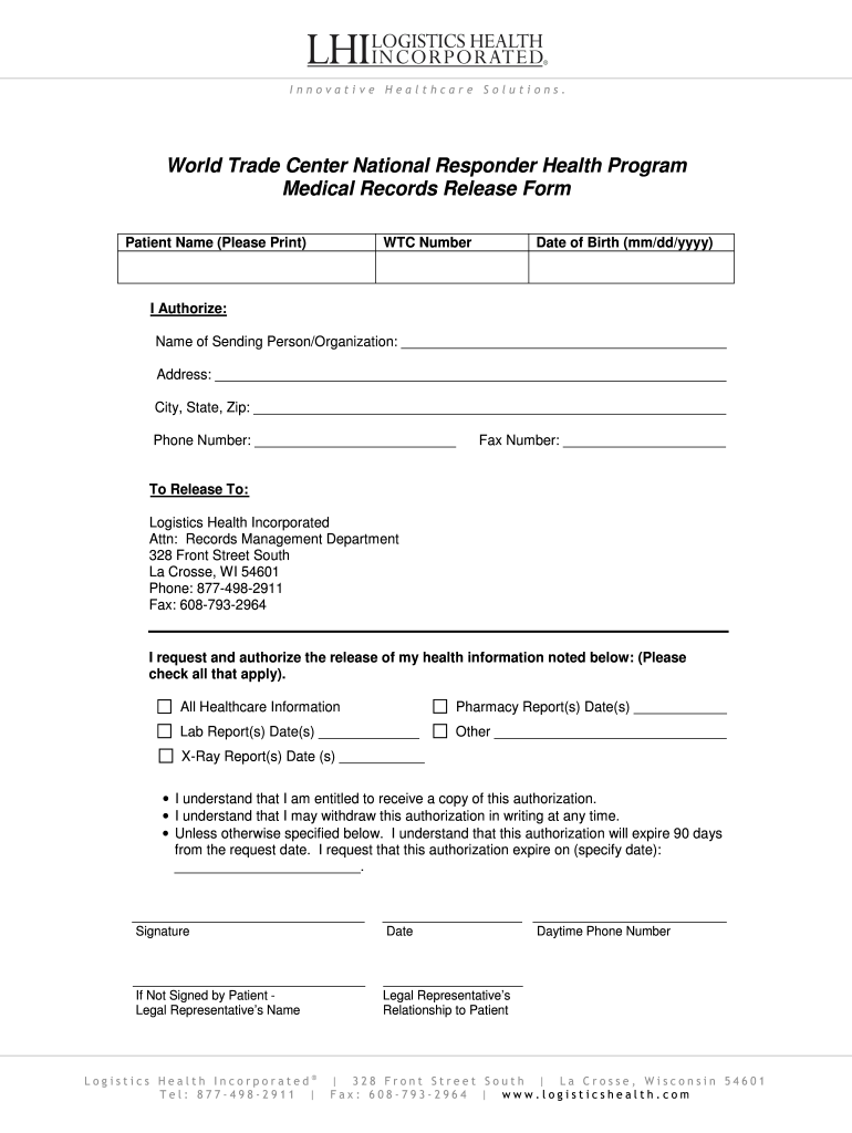 Generic Medical Records Release Form Fill Out Sign Online DocHub