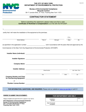 New York Contractor Statement