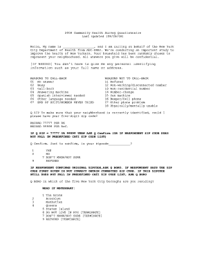 2008 New York City Health Survey Form