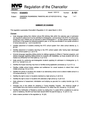 nyc department of education regulations of the chancellor a 101 322012 form