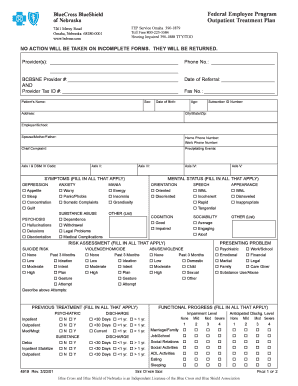 Dental treatment plan template pdf - bcbsne federal employee outpatient treatment plan form