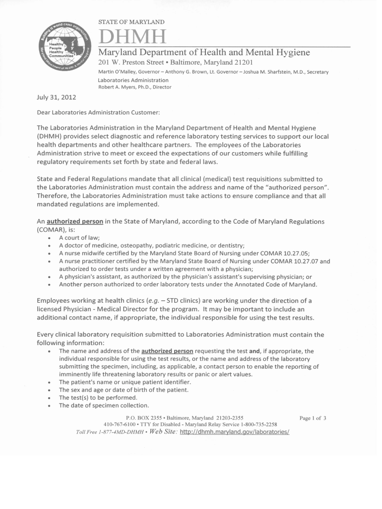 clia application maryland Preview on Page 1