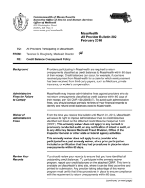 MassHealth Credit Balance Response Form