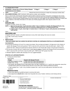 Epoetin Alfa Protocol for Chronic Kidney Disease
