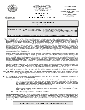 Fillable Online nyc fire alarm dispatcher exam 1005 new york form Fax ...
