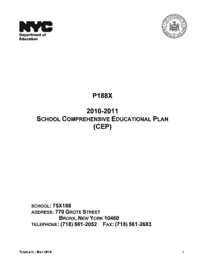 School Comprehensive Educational Plan (CEP) Template