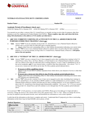 Veteran Status/Active Duty Certification Form