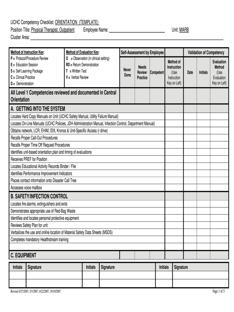 competency checklist template word Preview on Page 1.