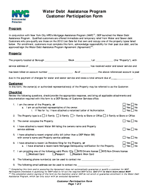 New York City Water Debt Assistance Program Form