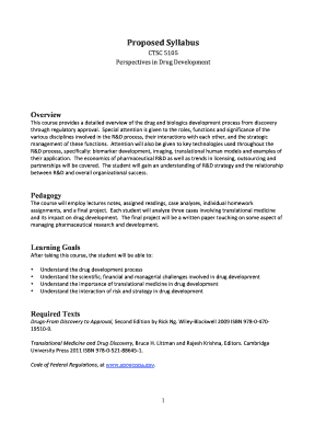 CTSC -5105Perspectives in Drug Development Proposed Syllabus - rwjms umdnj
